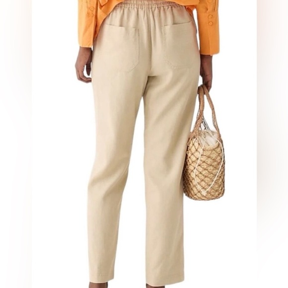 J. Crew Seaside Linen Blend Straight Leg Pant in Desert Sand size Large Tall - Picture 2 of 8